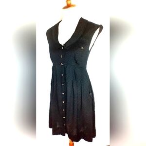 BLACK TEXTURED COTTON SUMMER FROCK